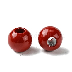 スプレー塗装された202個のステンレススチールビーズ  ラウンド  ファイヤーブリック  8x7mm  穴：2.5mm&nbsp;STAS-Q321-02B-A