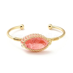 Watermelon Stone Glass Horse Eye Wrapped Cuff Bangle&nbsp;G-D458-02G-05-RS