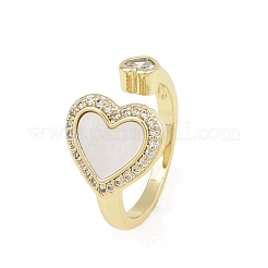 Brass Micro Pave Cubic Zirconia Open Cuff Rings for Women&nbsp;LS-RJEW-K308-03B-G