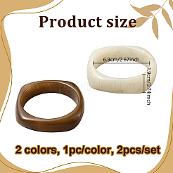 女性用イミテーションマーブルアクリルバングル 2個 2色  ミックスカラー  内径：2-5/8インチ（6.8cm）  1pc /カラー&nbsp;BJEW-HY0002-04A