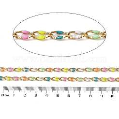 イオンプレーティング（IP）304ステンレススチールエナメルリンクチェーン  スプールで  ハンダ付け  ミックスカラー  9x3.8x2mm&nbsp;CHS-H027-01G-02