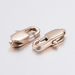 イオンプレーティング（IP）304ステンレススチールカニカン  ローズゴールド  15x7x3mm  穴：1.5x2mm&nbsp;STAS-F148-15x7-08RG