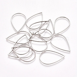 304ステンレススチールリンクリング  ジュエリー作りのための  ティアドロップ  ステンレス鋼色  25x16.5x0.8mm  内径：23x15mm&nbsp;STAS-TAC0002-18-03P