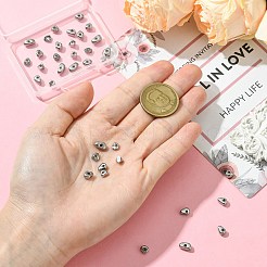 36個 6スタイル 304ステンレススチールビーズ  ナゲット  ステンレス鋼色  5.5~8.5x3.5~6x2~4mm  穴：1.2~1.5mm  6個/スタイル&nbsp;STAS-CJ0002-90