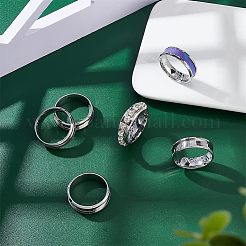 ステンレススチールの溝付き指輪セッティング12個  リングコアブランク  インレイリングジュエリー作成用  ステンレス鋼色  usサイズ12 3/4(22mm)&nbsp;STAS-UN0038-94E