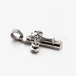 変色しにくい人気のファッションバイカラー201ステンレススチールクロスペンダント  ステンレス鋼色  28.5x18x5mm  穴：4.5x6mm&nbsp;STAS-F010-41P