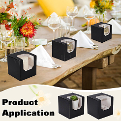 Cube Paper Cupcake Storage Boxes with Visible Window&nbsp;LS-BAKE-WH0002-002C