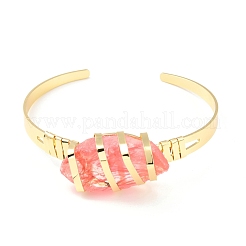 Watermelon Stone Glass Horse Eye Beaded Cuff Bangle&nbsp;G-D458-01G-09-RS