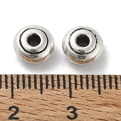 チベット風合金ビーズ  カドミウムフリー＆鉛フリー  フラットラウンド  アンティークシルバー  7x3.5mm  穴：2mm  約1667個/1000g&nbsp;FIND-A035-17AS