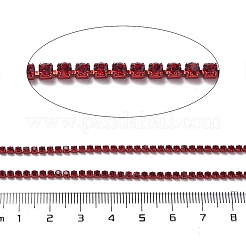 鉄ラインストーンガラスカップチェーン  スプールで  ルビー  2x2~2.5x2mm  約16.40フィート（5m）/ロール&nbsp;CH-U001-01J