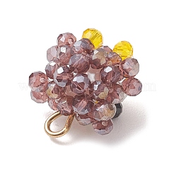 Faceted Round Natural Black Spinel and Glass Beaded Animal Pendants&nbsp;PALLOY-MZ01178