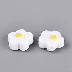 手作りランプワークビーズ  花  ホワイト  13.5~15x14.5~15x6~8mm  穴：1.2~1.6mm&nbsp;LA-N050-04A