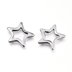 変色しにくい304ステンレススチール製リンクリング  スター  ステンレス鋼色  17.5x16.5x1.5mm  内径：9.5x9.5mm&nbsp;STAS-F240-21P