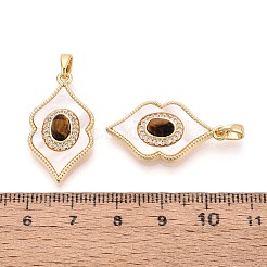 Natural Tiger Eye with Shell Pendants&nbsp;KK-N287-12G-03