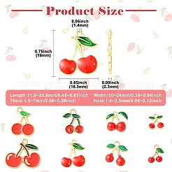 40個8スタイルアロイエナメルペンダント  チェリーチャーム  ファイヤーブリック  11.5~20.5x10~24x1.5~7mm  穴：1.4~2.5mm  5個/スタイル&nbsp;ENAM-CJ0006-93