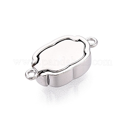 真鍮製マグネットクラスプ  渦巻き状の楕円形  プラチナ  16x8x5mm  穴：1.2mm&nbsp;KK-Q074-02P