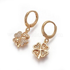Brass Dangle Hoop Earrings&nbsp;EJEW-F199-12G