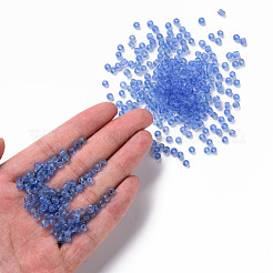ガラスシードビーズ  トランスペアレント  ラウンド  ライトブルー  6/0  4mm  穴：1.5mm  約4500ビーズ/ポンド&nbsp;SEED-A004-4mm-6