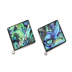 304 Stainless Steel Pave Natural Paua Shell Stud Earring Findings&nbsp;STAS-Z125-05P
