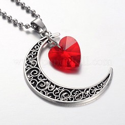 Tibetan Style Alloy Moon Pendant Necklaces&nbsp;NJEW-JN01179