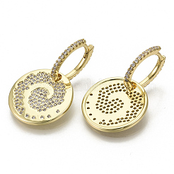 Brass Micro Pave Cubic Zirconia Dangle Huggie Hoop Earrings&nbsp;EJEW-S201-217G-NF