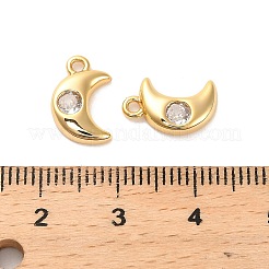 真鍮キュービックジルコニアチャーム  ムーン  18KGP本金メッキ  12.5x8x2.5mm  穴：1.4mm&nbsp;LS-KK-D300-05G