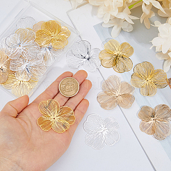 24Pcs 3 Colors Iron Filigree Double Layer Flower Bead Caps&nbsp;IFIN-HS0001-06