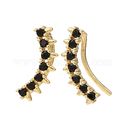 Brass Pave Cubic Zirconia Stud Crawler Earrings&nbsp;KK-CBAA351-22G-02