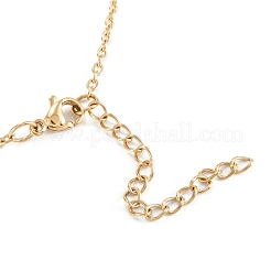 PVD Vacuum Plating 304 Stainless Steel Flat Round Link Chain Necklaces&nbsp;NJEW-M187-03G