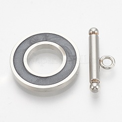 201ステンレススチールトグル留め具  エナメル  リング  ミックスカラー  リング：19.5x2mm  内径：10mm  バー：21x7x3mm  穴：2mm&nbsp;STAS-T037-06
