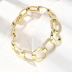 Brass Micro Pave Clear Cubic Zirconia Link Chain Bracelets for Women&nbsp;BJEW-H630-03G