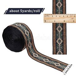 エスニック風刺繍ポリエステルリボン  ジャカードリボン  服飾材料  シエナ  菱形模様  1-1/2インチ（38mm）  5ヤード/袋&nbsp;OCOR-GF0002-24C