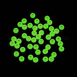 不透明で光るアクリルビーズ  暗闇で光るビーズ  ラウンド  ショッキングピンク  4mm  穴：1mm  約16666個/500g&nbsp;OACR-G038-06C