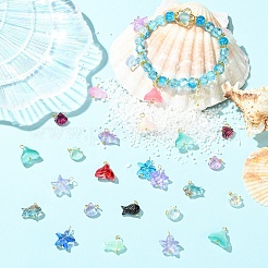 80Pcs 4 Style Transparent Glass Pendants&nbsp;PALLOY-YW00153