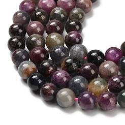 Natural Red Corundum/Ruby and Sapphire Beads Strands&nbsp;G-C259-B07-8mm