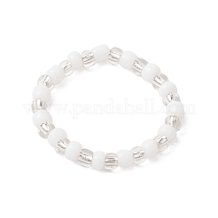 女性用ガラスビーズストレッチリング  弾性水晶の線で  ホワイト  3mm  内径：20mm  2個/セット&nbsp;RJEW-JR00691