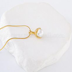 3Pcs Minimalist Stainless Steel Pave Imitation Pearl Shell Shape Pendant Necklaces for Women&nbsp;RY2532