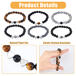 3 Sets 3 Style Natural & Synthetic Mixed Gemstone & Glass Round Beaded Stretch Bracelet Sets&nbsp;BJEW-FI0001-39