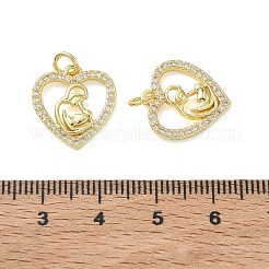 Brass Micro Pave Clear Cubic Zirconia Pendants&nbsp;KK-T085-16G-G