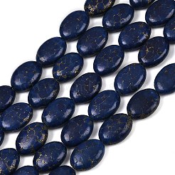 合成ハウライト模造ラピスラズリビーズ連売り  フラットオーバル  染め  ブルー  18x13x6mm  穴：1.2mm  約23個/連  15.47''（39.3センチメートル）&nbsp;G-S393-11A-13x18