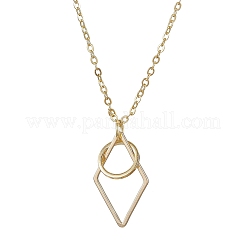 Brass Round with Rhombus Pendant Necklace&nbsp;NJEW-JN04698