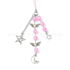 ガラス＆合金製携帯ストラップ  ピンク  14.7cm&nbsp;HJEW-FZ00031