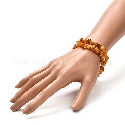Natural Amber Chip Beads Stretch Bracelets Set for Parent and Kid&nbsp;BJEW-JB06819