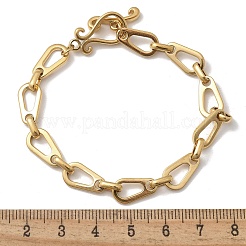304ステンレススチールフィガロチェーンブレスレット女性用  ゴールドカラー  7-3/8インチ（18.7cm）&nbsp;BJEW-R009-02G