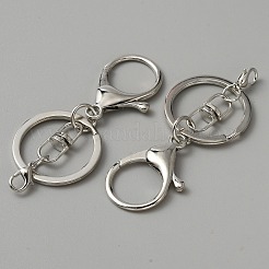 鉄のキーホルダークラスプ  亜鉛合金カニカン付き  プラチナ  73.5mm&nbsp;FIND-WH0111-354P