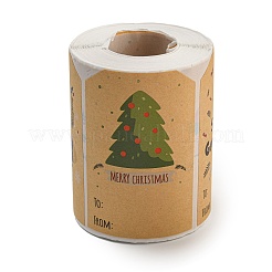 クリスマステーマの漫画紙ステッカー  粘着式装飾ステッカー デカール  長方形  バリーウッド  75x50mm  300PCS /ロール&nbsp;STIC-P013-08A