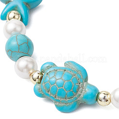 Starfish & Turtle Synthetic Turquoise Braided Bead Bracelets&nbsp;BJEW-JB11047-01