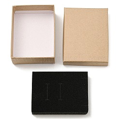 厚紙ジュエリー包装箱  内部のスポンジ  リング用  小さな時計  ネックレス  イヤリング  ブレスレット  長方形  モカシン  8.9x6.85x3.1cm&nbsp;CON-H019-01A