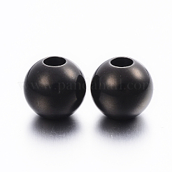 304ステンレススチールヨーロピアンビーズ  大穴ビーズ  ラウンド  イオンプレーティング（ip）  電気泳動黒  12x11mm  穴：5mm&nbsp;STAS-H370-02B-02