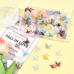120色ベーキングペイントガラスビーズ10個  蝶  金粉付き  ツートン  ミックスカラー  12~12.5x14x4.5~15mm  穴：1.2mm  12個/色&nbsp;DGLA-FS0001-19